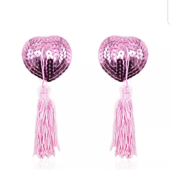 Sequins Pink Heart shaped Reusable Pasties Covers - Picture 1 of 7